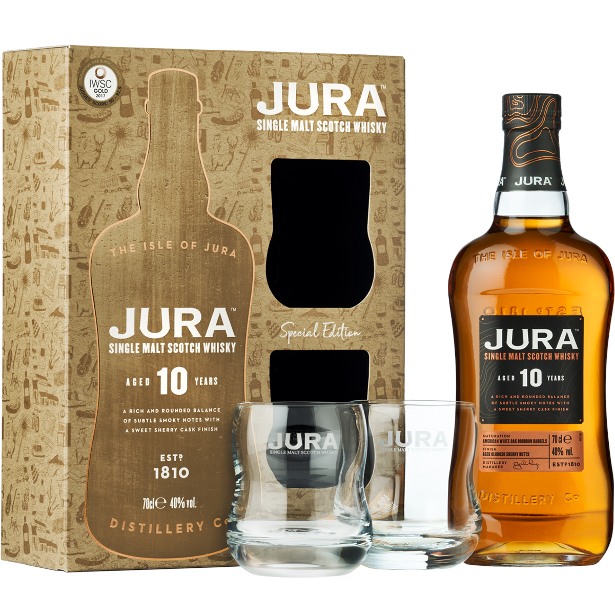 Jura 10 Aged Years 40% 0,7L + 2 Szklanki.png